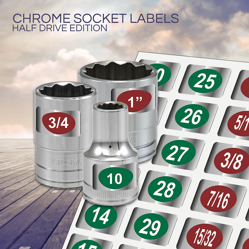 Tough Chrome Foil Decals for Sockets and Tool for sale online Chrome Socket Labels 